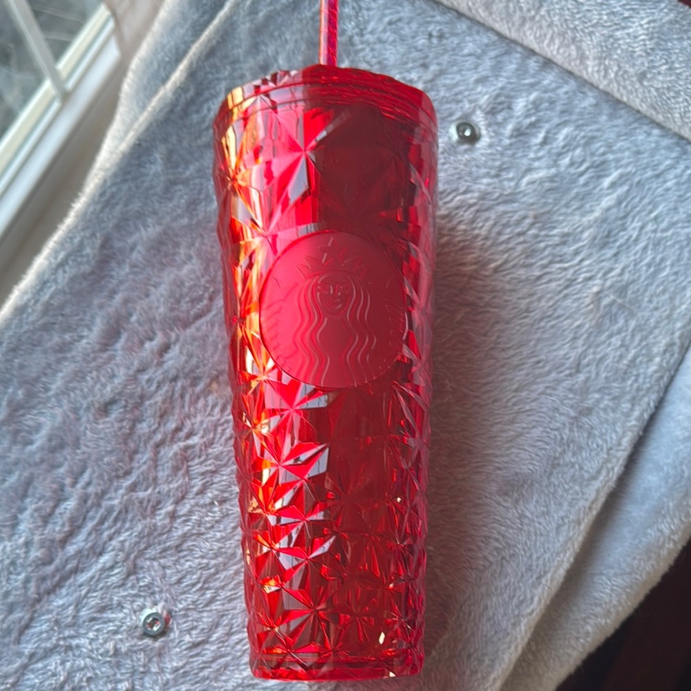 Starbucks Red Iridescent Holiday Red Tumbler with Straw Brand New never Opened